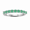 0.8 Ct Round Green Emerald Prong Silver Half Eternity Band Ring