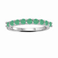 0.8 Ct Round Green Emerald Prong Silver Half Eternity Band Ring by Fine Color Jewels