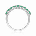0.8 Ct Round Green Emerald Prong Silver Half Eternity Band Ring by Fine Color Jewels