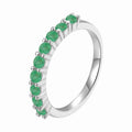 0.8 Ct Round Green Emerald Prong Silver Half Eternity Band Ring by Fine Color Jewels