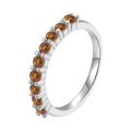 0.8 Ct Round Yellow Citrine Prong Silver Half Eternity Ring by Fine Color Jewels