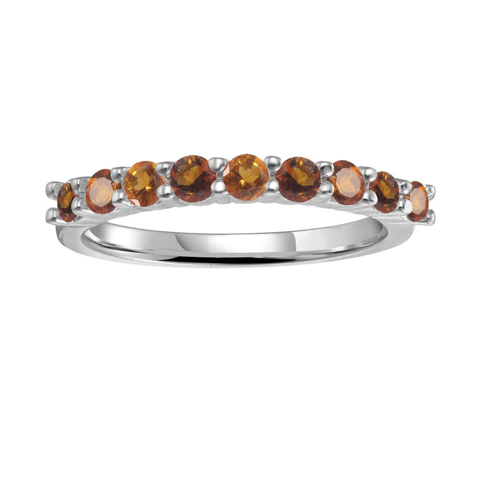 0.8 Ct Round Yellow Citrine Prong Silver Half Eternity Ring by Fine Color Jewels