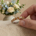 0.8 Ct Round Yellow Citrine Prong Silver Half Eternity Ring by Fine Color Jewels