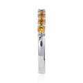 0.8 Ct Round Yellow Citrine Prong Silver Half Eternity Ring by Fine Color Jewels