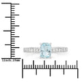 0.80 Ct Cushion Blue Aquamarine Lab Diamond Prong Silver Pave Bridge Ring by Fine Color Jewels