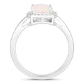 0.80 Ct Cushion Ethiopian Opal & Lab Diamond Prong Sterling Silver Halo Ring by Fine Color Jewels