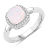 0.80 Ct Cushion Ethiopian Opal & Lab Diamond Prong Sterling Silver Halo Ring