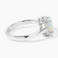 0.80 Ct Cushion Ethiopian Opal & Lab Diamond Prong Sterling Silver Halo Ring by Fine Color Jewels
