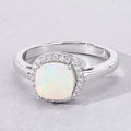 0.80 Ct Cushion Ethiopian Opal & Lab Diamond Prong Sterling Silver Halo Ring by Fine Color Jewels