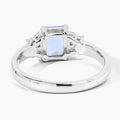 0.80 Ct Octagon Blue Aquamarine and Lab Diamond Prong Silver Cocktail Ring by Fine Color Jewels