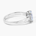 0.80 Ct Octagon Blue Aquamarine and Lab Diamond Prong Silver Cocktail Ring by Fine Color Jewels