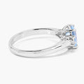 0.80 Ct Octagon Blue Aquamarine and Lab Diamond Prong Silver Three Stone Ring by Fine Color Jewels