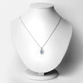 0.80 Ct Octagon Blue Aquamarine Lab Diamond Prong Silver Halo Pendant Necklace by Fine Color Jewels