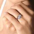0.80 Ct Oval Blue Aquamarine and Lab Diamond Silver Bypass Promise Ring by Fine Color Jewels