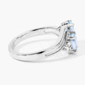 0.80 Ct Oval Blue Aquamarine and Lab Diamond Silver Bypass Promise Ring by Fine Color Jewels