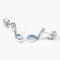 0.80 Ct Oval Blue Aquamarine & Lab Diamond Bezel Silver Dangle Earrings by Fine Color Jewels