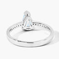 0.80 Ct Pear Blue Aquamarine and Lab Diamond V-Prong Silver Pave Bridge Ring by Fine Color Jewels
