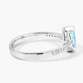 0.80 Ct Pear Blue Aquamarine and Lab Diamond V-Prong Silver Pave Bridge Ring by Fine Color Jewels