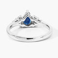 0.80 Ct Pear Blue Sapphire and Lab Diamond Prong Silver Cocktail Ring by Fine Color Jewels