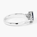 0.80 Ct Pear Blue Sapphire and Lab Diamond Prong Silver Cocktail Ring by Fine Color Jewels