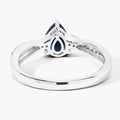 0.80 Ct Pear Blue Sapphire and Lab Diamond Prong Silver Pave Crossover Ring by Fine Color Jewels