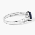 0.80 Ct Pear Blue Sapphire and Lab Diamond Prong Silver Pave Crossover Ring by Fine Color Jewels