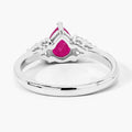 0.80 Ct Pear Pink Mozambique Ruby and Lab Diamond Prong Silver Cocktail Ring by Fine Color Jewels