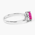 0.80 Ct Pear Pink Mozambique Ruby and Lab Diamond Prong Silver Cocktail Ring by Fine Color Jewels