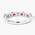 0.80 Ct Pear Pink Mozambique Ruby & Lab Diamond Silver Prong Seven Stone Half Eternity Ring by Fine Color Jewels