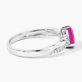 0.80 Ct Pear Pink Ruby & Lab Diamond Prong Silver Pave Crossover Ring by Fine Color Jewels