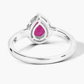 0.80 Ct Pear Pink Ruby & Lab Diamond Prong Sterling Silver Halo Ring by Fine Color Jewels