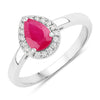 0.80 Ct Pear Pink Ruby & Lab Diamond Prong Sterling Silver Halo Ring