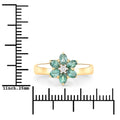 0.81 Ct Genuine Green Alexandrite and Diamond 18K Yellow Gold Flower Ring by Fine Color Jewels