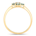 0.81 Ct Genuine Green Alexandrite and Diamond 18K Yellow Gold Flower Ring by Fine Color Jewels