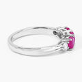 0.81 Ct Round Red Mozambique Ruby & Lab Diamond Prong Silver Five Stone Ring by Fine Color Jewels