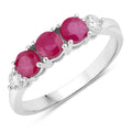 0.81 Ct Round Red Mozambique Ruby & Lab Diamond Prong Silver Five Stone Ring by Fine Color Jewels
