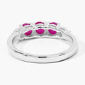 0.81 Ct Round Red Mozambique Ruby & Lab Diamond Prong Silver Five Stone Ring by Fine Color Jewels
