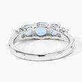 0.82 Ct Round Blue Aquamarine & Lab Diamond Prong Silver Five Stone Eternity Ring by Fine Color Jewels