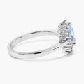 0.83 Ct Pear Blue Aquamarine & Lab Diamond Prong Silver Halo Ring by Fine Color Jewels