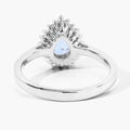 0.83 Ct Pear Blue Aquamarine & Lab Diamond Prong Silver Halo Ring by Fine Color Jewels