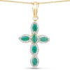 0.84 Ct Marquise Green Emerald Prong Silver Cross Pendant Necklace