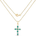 0.84 Ct Marquise Green Emerald Prong Silver Cross Pendant Necklace by Fine Color Jewels