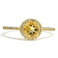 0.84 Ct Round Yellow Citrine and White Topaz Prong Silver Halo Ring by Fine Color Jewels