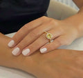 0.84 Ct Round Yellow Citrine and White Topaz Prong Silver Halo Ring by Fine Color Jewels