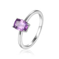0.85 Ct Cushion Purple Amethyst Prong Silver Solitaire Engagement Ring by Fine Color Jewels