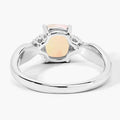 0.85 Ct Cushion White Ethiopian Opal and Lab Diamond Silver Cocktail Ring by Fine Color Jewels