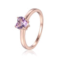 0.85 Ct Heart Pink Amethyst Prong Silver Solitaire Ring by Fine Color Jewels
