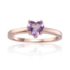0.85 Ct Heart Pink Amethyst Prong Silver Solitaire Ring