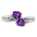 0.85 Ct Heart Purple Amethyst Prong Silver Promise Ring by Fine Color Jewels