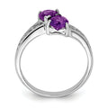 0.85 Ct Heart Purple Amethyst Prong Silver Promise Ring by Fine Color Jewels